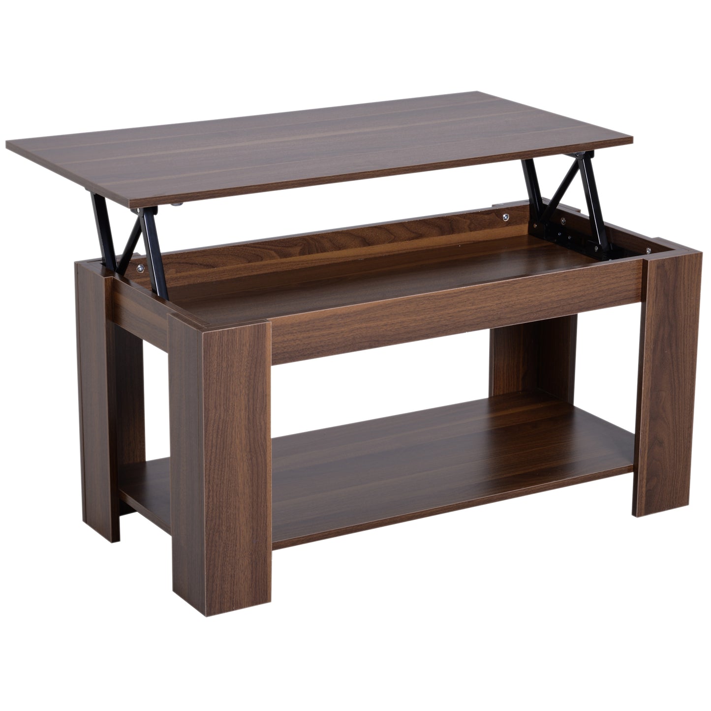 Modern Lift Up Top Coffee Table Desk Hidden Storage Bottom Shelf 100W x 50D x 63H cm