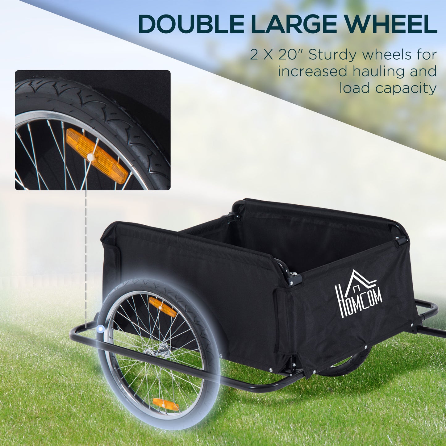 Bike Cargo Shopping Carrier Trailer With Removable Cover-Red/Black
