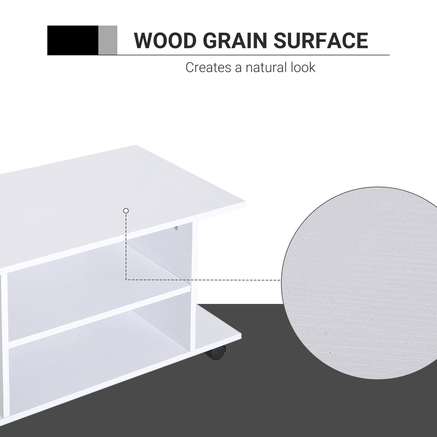 TV Stand With Shelves -White