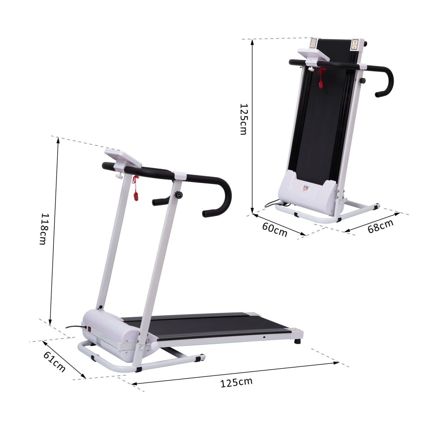 Steel Folding Motorized Home Treadmill With LCD Monitor White