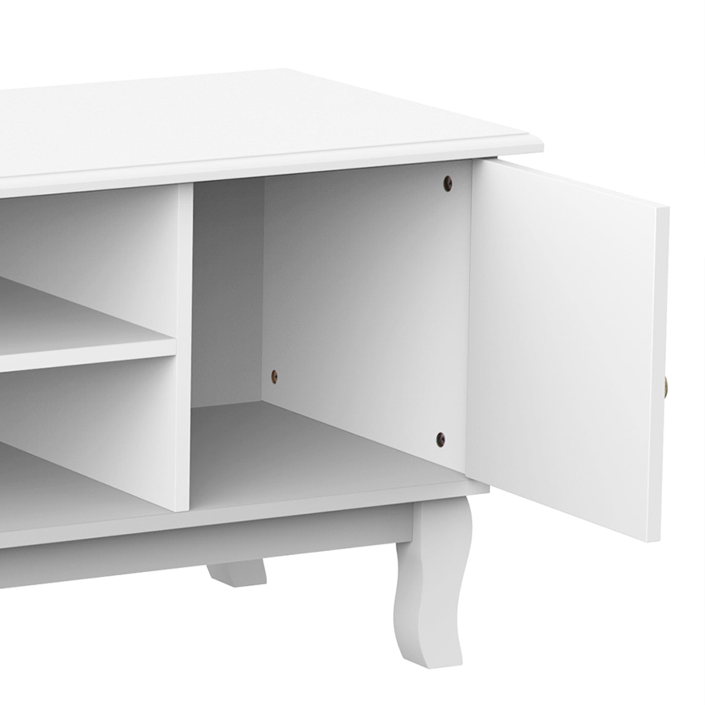 TV Stand Unit Corner Table Cabinet Centre, MDF-Ivory White