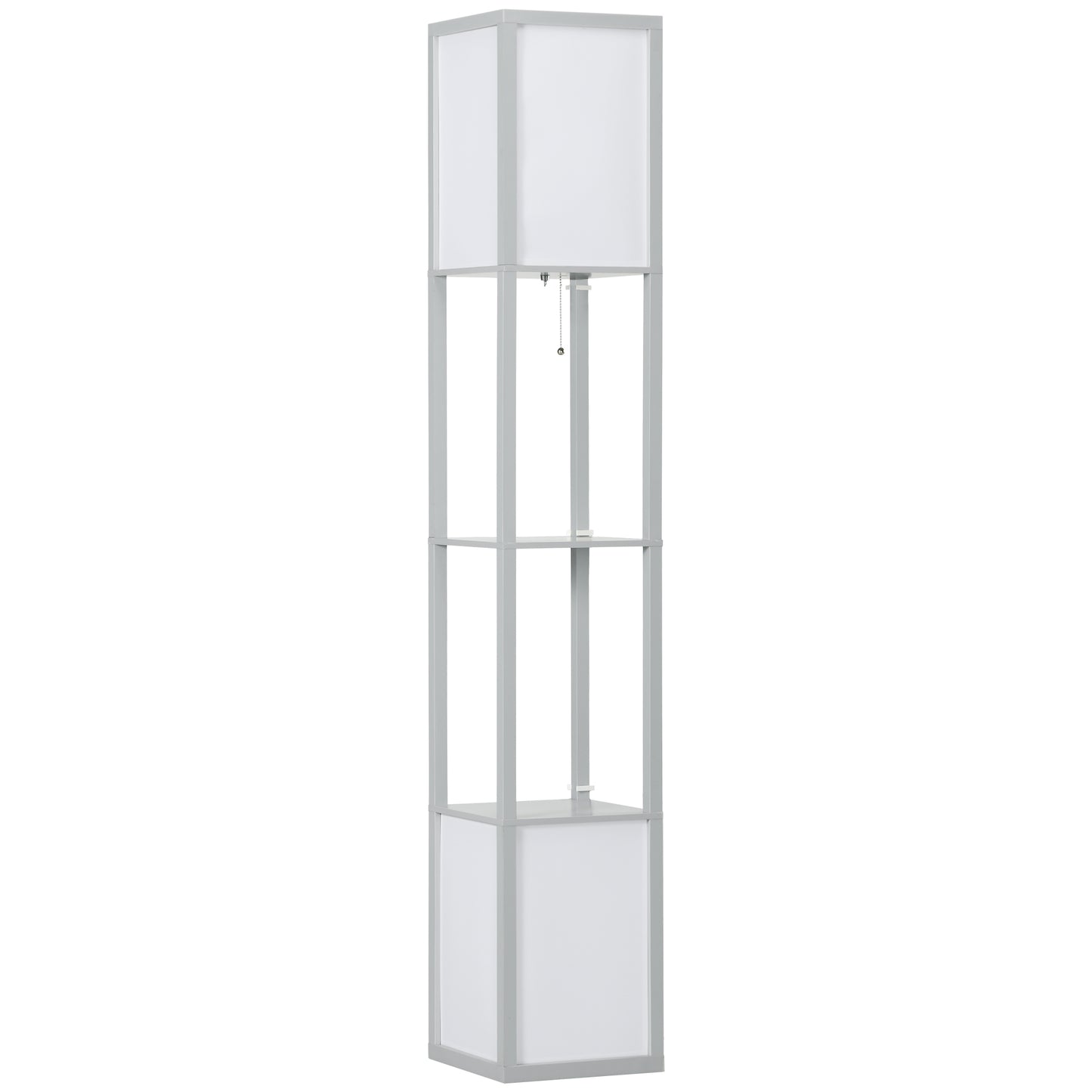Modern Shelf Floor Lamp with Dual Ambient Light, Standing Lamp Living Room, Bedroom, 156cm, Grey