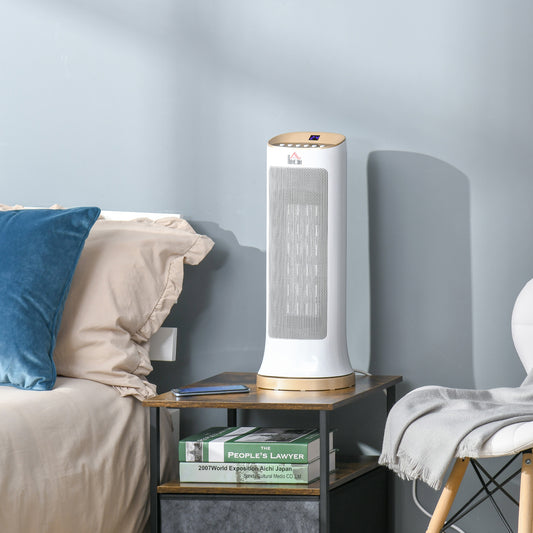 Ceramic Tower Heater 45° Oscillating Space Heater w/ Remote Control 8hr Timer Tip-Over Overheat Protection 1000W/2000W-White