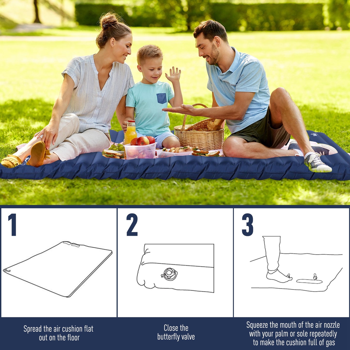 Outsunny PVC Self-Inflating 2/3Person Camping Sleeping Mattress Green