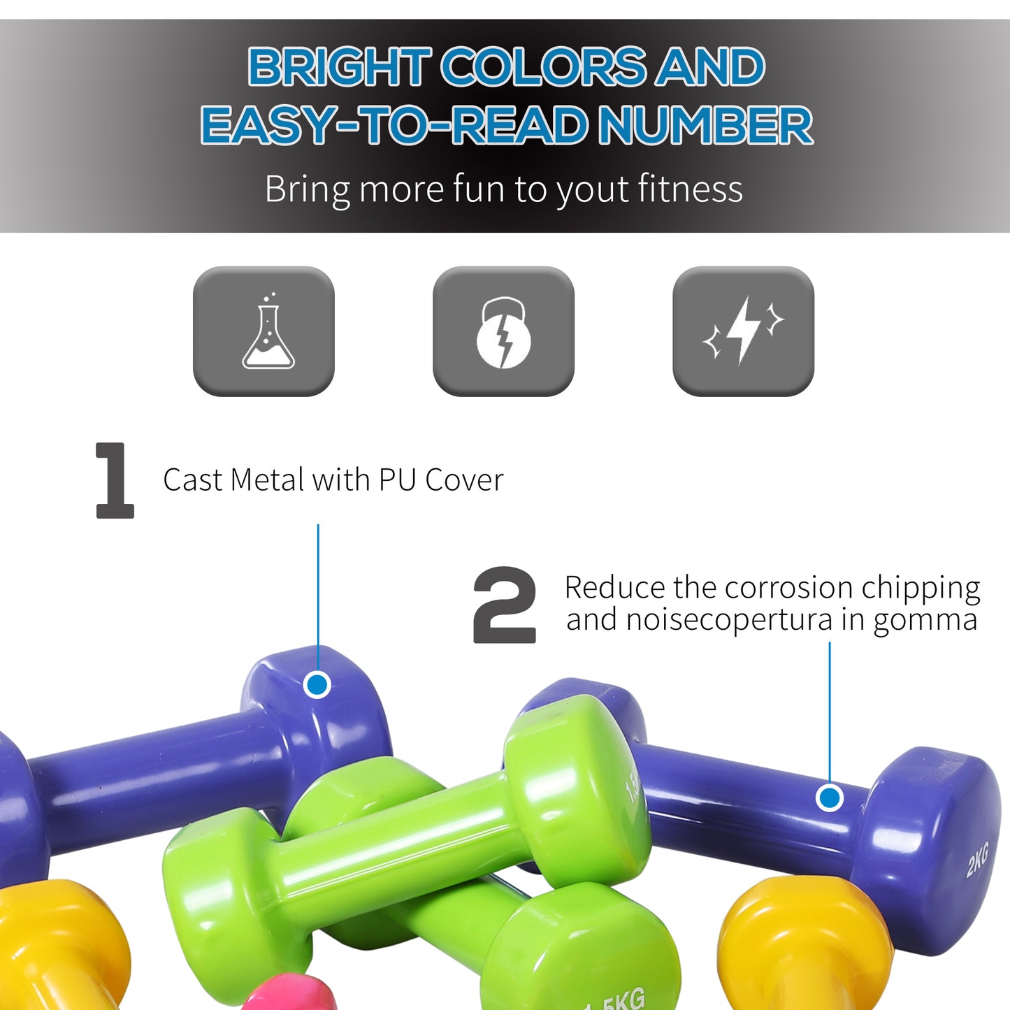 Dumbbell Weights Set with Carry Case Multi Colour Premium Ladies Weight Lifting Set 10KG