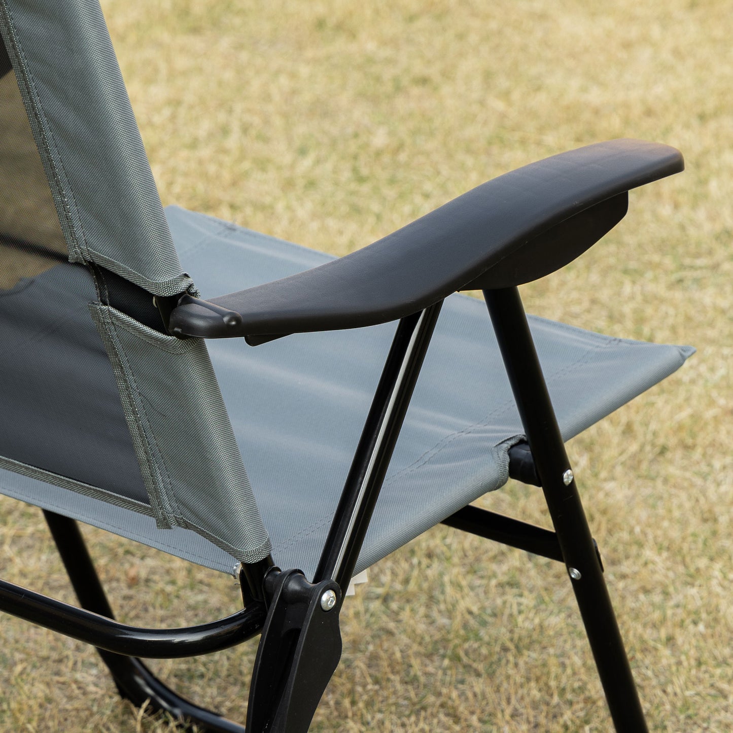 Outsunny Set of 2 Portable Folding Recliner Chair Outdoor Patio Chaise Lounge Chair with Adjustable Backrest, Grey