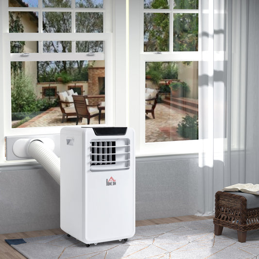 Mobile Portable Air Conditioner Cooling Dehumidifying Ventilating Ac Unit w/ Remote Controller, LED Display, Timer, White 10000 BTU