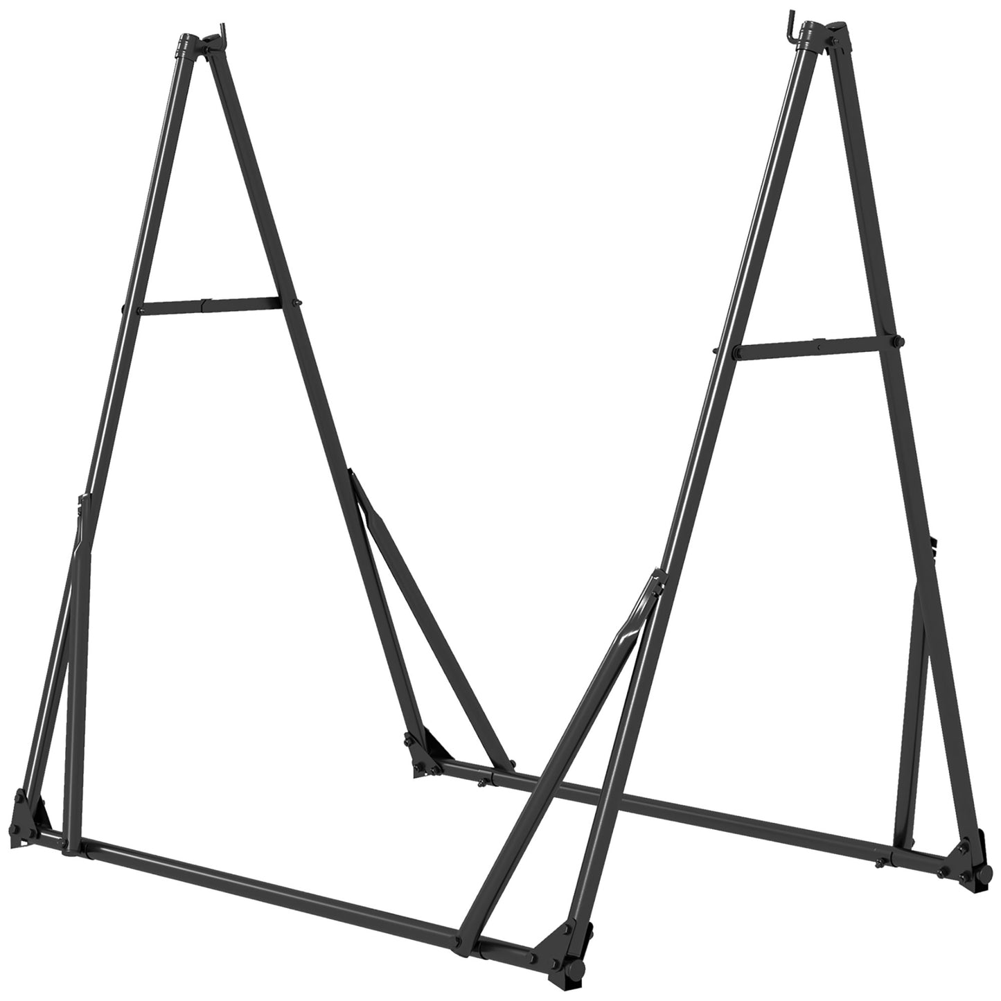 Outsunny Foldable Hammock Stand Portable With Metal Frame, 2 in 1 Net Support, Chair Stand With Carry Bag, Load Capacity 120kg - Black