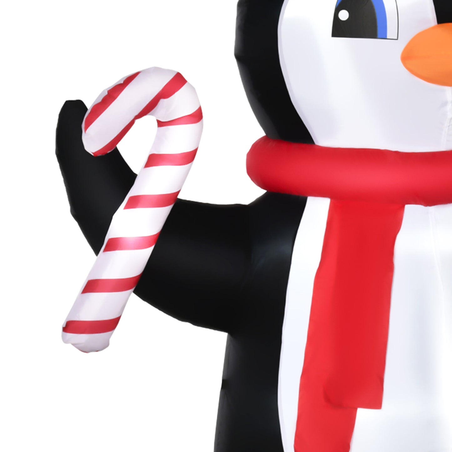 2.5m Inflatable Penguin Holding Candy Cane Blow Up Outdoor Decoration With LED Lights