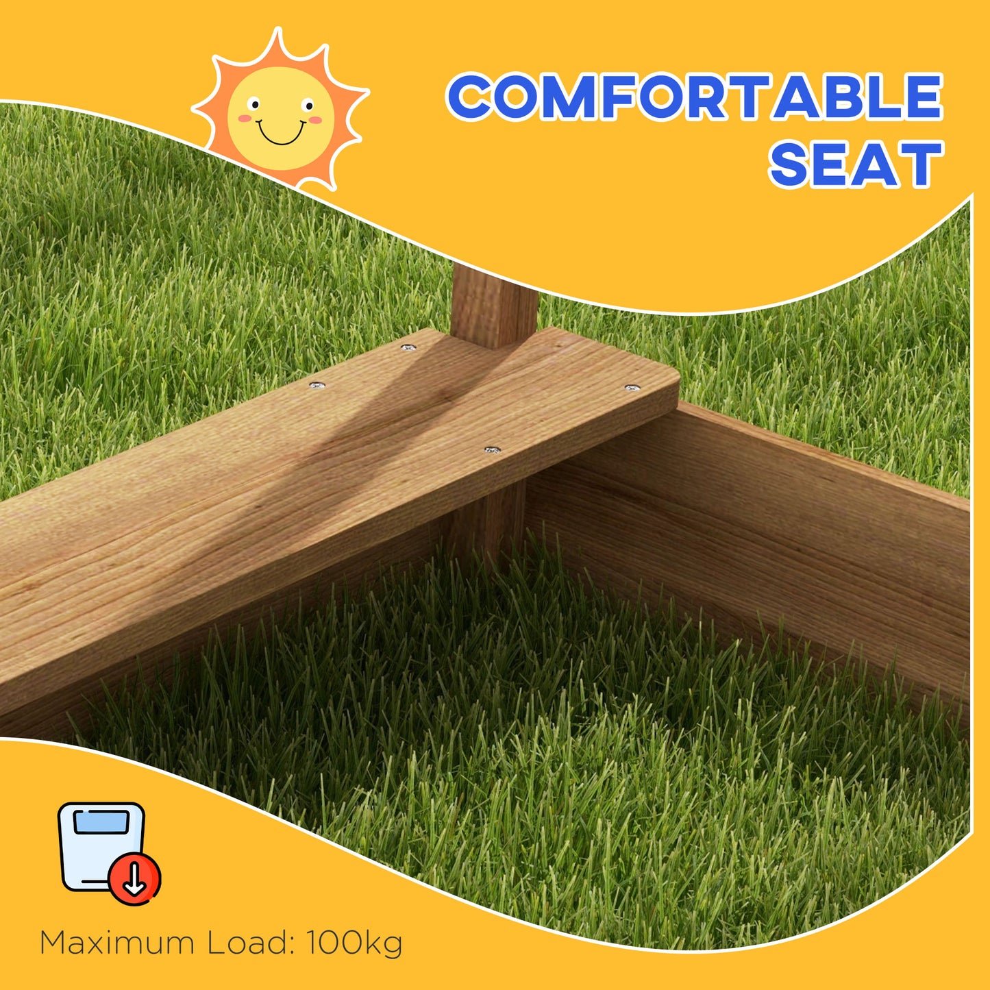 Outsunny Wooden Sandbox with Canopy House Design Brown