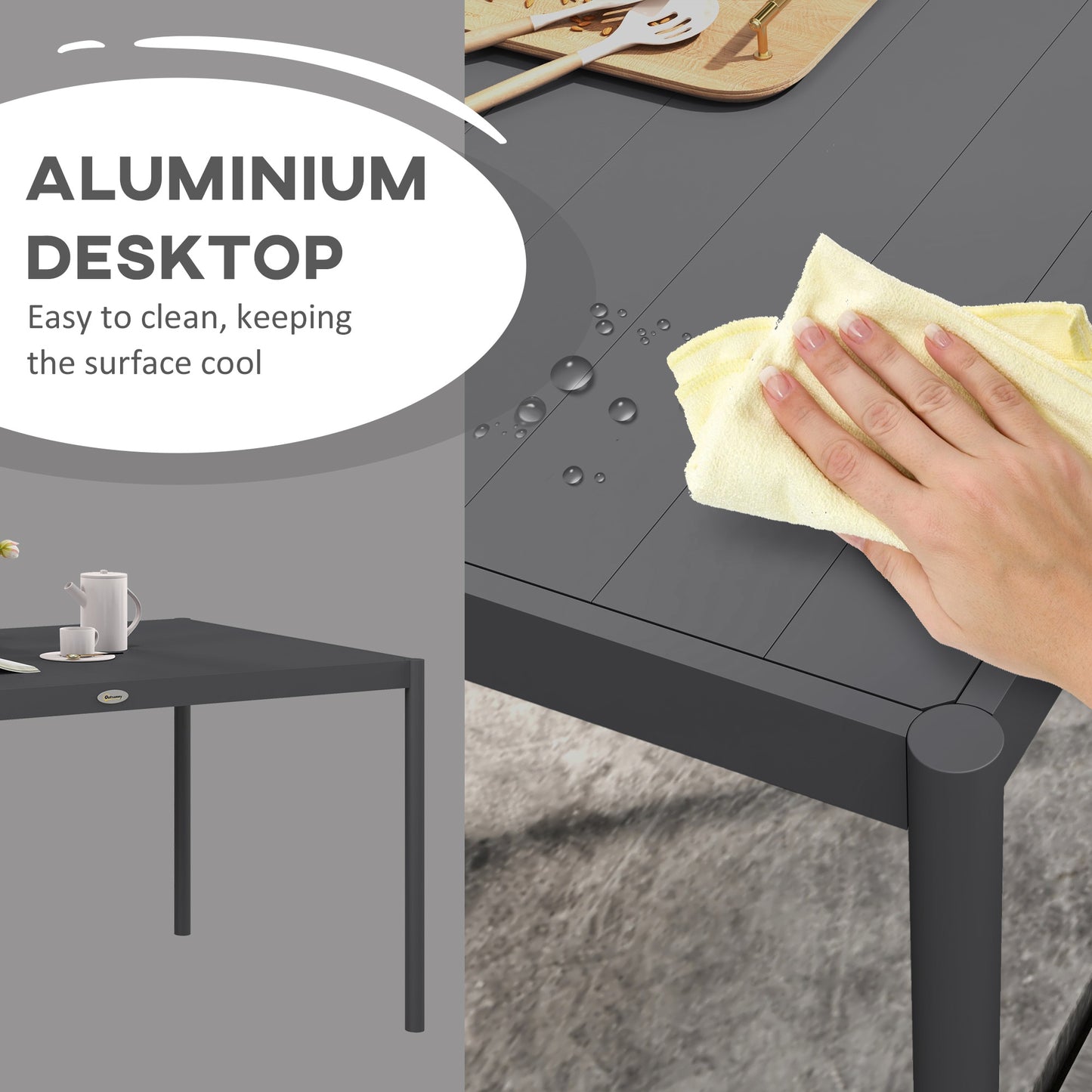 Outsunny Six-Seater Aluminium Outdoor Table