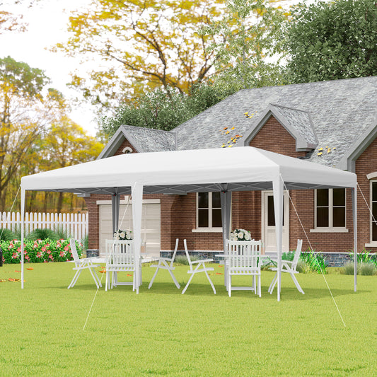 Outsunny Pop Up Gazebo, Double Roof Foldable Canopy Tent, Wedding Awning Canopy w/ Carrying Bag, 6 m x 3 m x 2.65 m, White