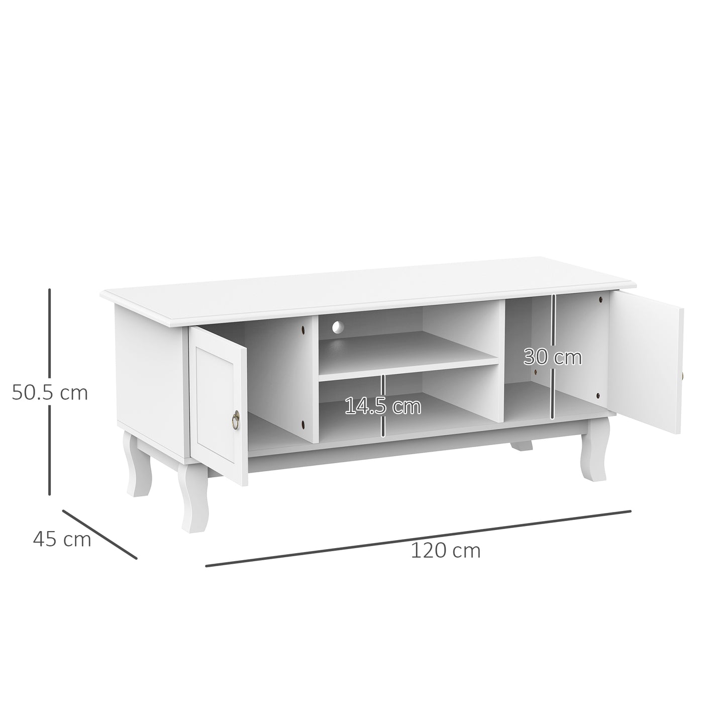 TV Stand Unit Corner Table Cabinet Centre, MDF-Ivory White