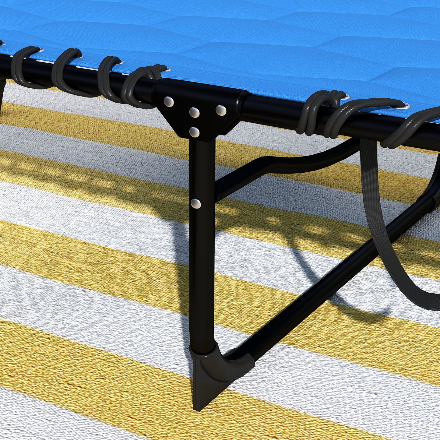 Outsunny Foldable Sun Lounger With 5 Level Reclining Back Outdoor Tanning Chair With Side Pocket, Headrest - Blue