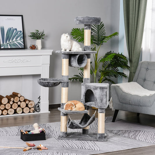 PawHut Cat Tree Condo Tower Multi-level Height 150CM Kittens Activity Stand House with Toys & Various Scratching Posts