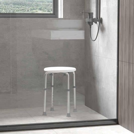 Adjustable Non-Slip Shower And Bath Stool, 32.5W x 41D x 35.5 - 54H cm - Cream White