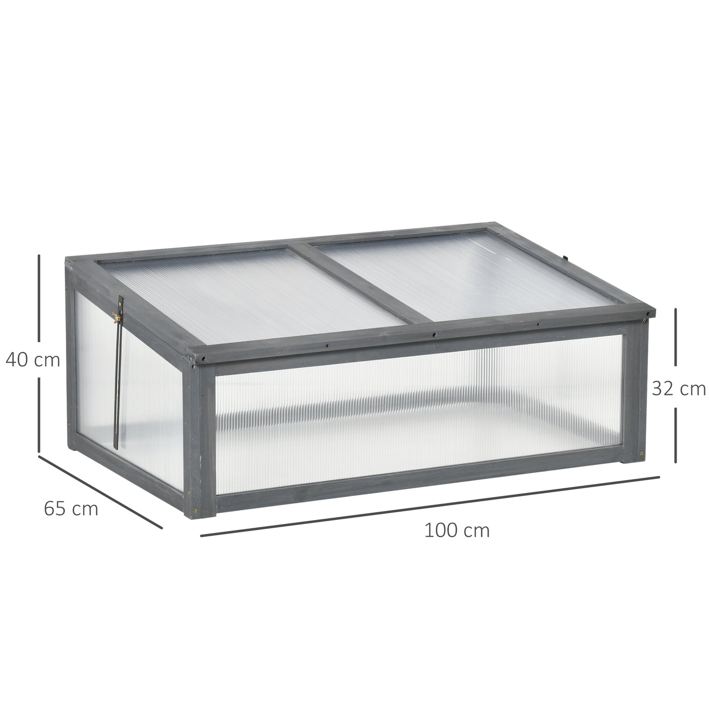 Outsunny Wooden Framed Polycarbonate Cold Frame Greenhouse for Plants Outdoor with Openable & Tilted Top Cover, PC Board, Brown, 100 x 65 x 40cm