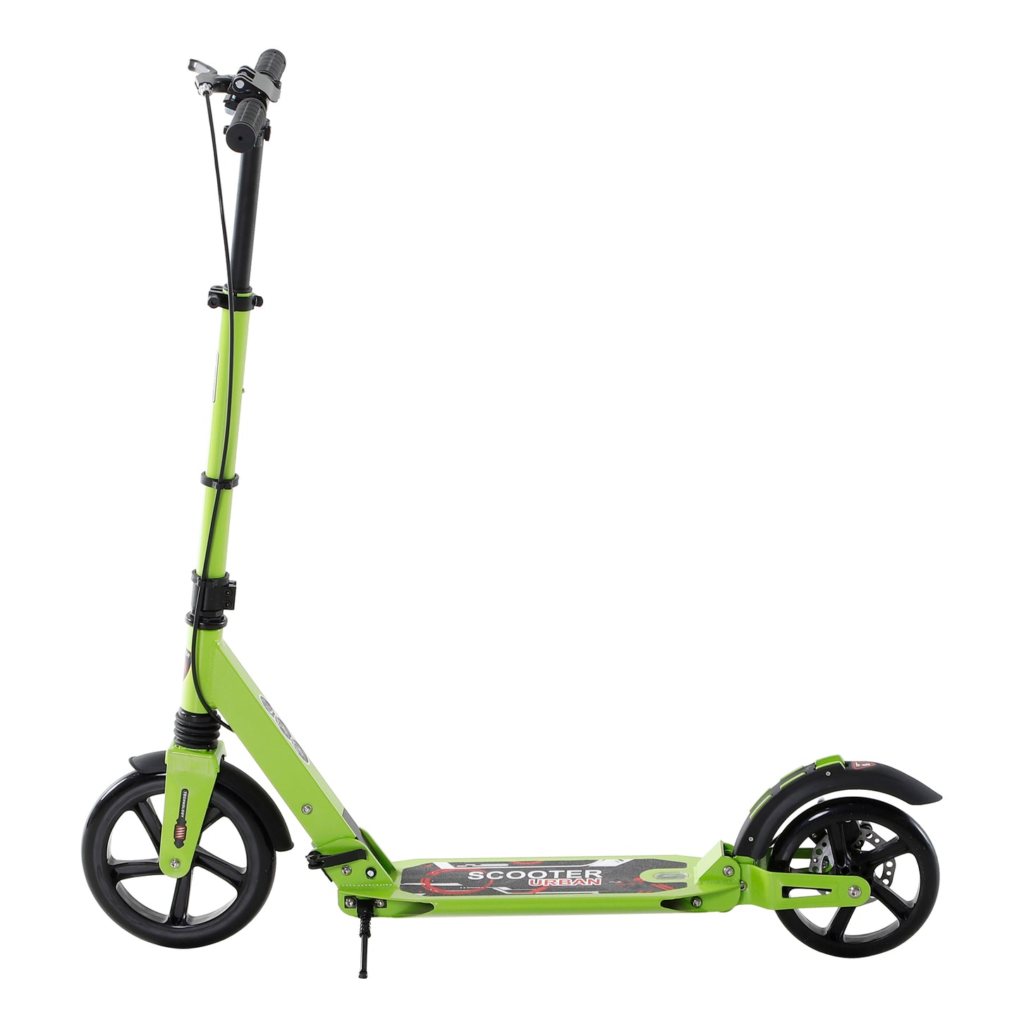 Teens Adult Kick Scooter Foldable Adjustable Aluminum Ride On Toy For 14+ w/ Dual Brake System, Shock Mitigation System - Green 95.5-110.5H CM