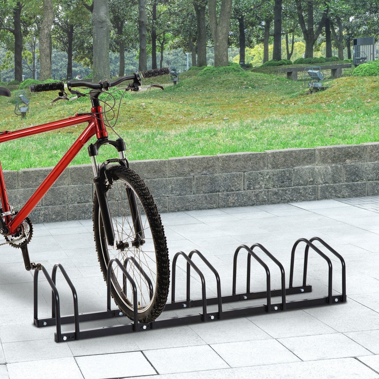 Bike Parking Rack, 130Lx33Wx27H cm, Steel-Black