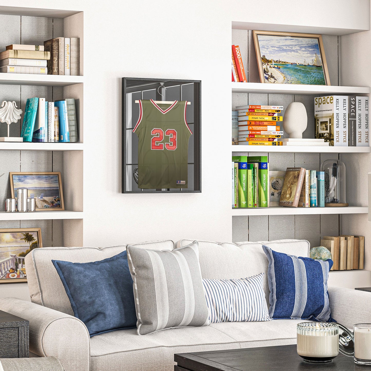 Football Shirt Acrylic Jersey Frame Display W/ UV Protection, Aluminium Sports Shadow Box for Basketball Football Baseball, 60 x 80 cm, Black