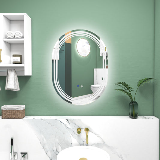 K700 x 500mm Bathroom Mirror with LED Lights Makeup Mirror with Anti-fog Touch, Switch, Vertical or Horizontal