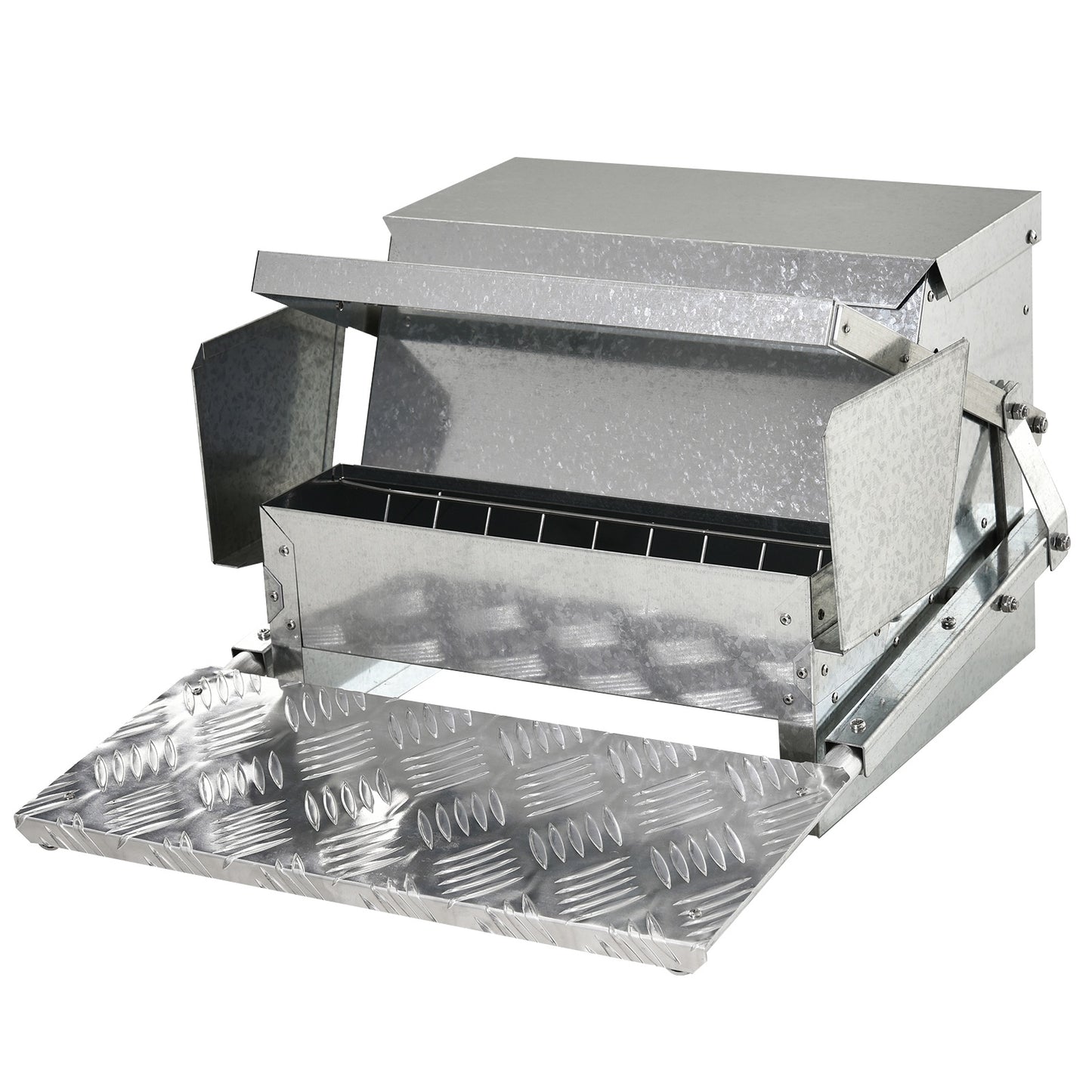 PawHut 11.5kg Capacity Automatic Chicken Poultry Feeder with a Galvanized Steel and Aluminium Build, Weatherproof Design - PawHut