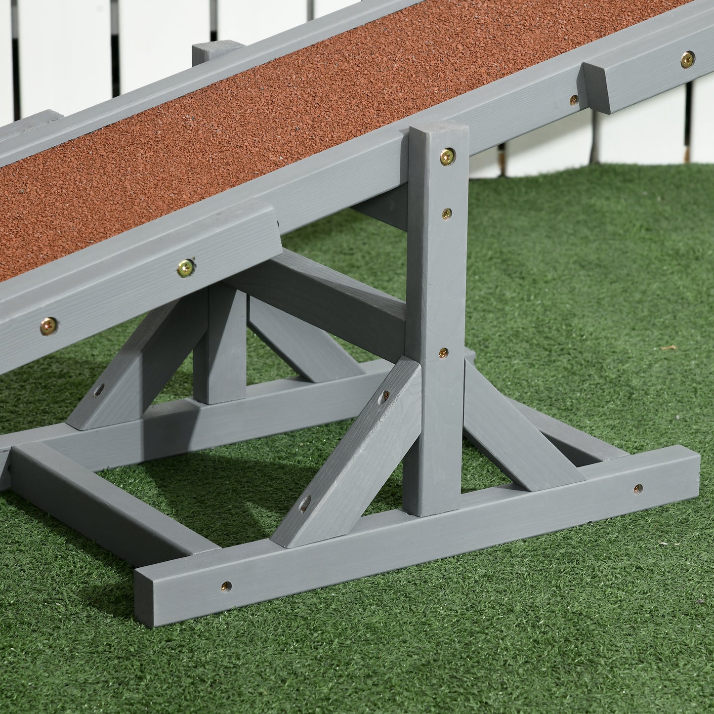 Dog Agility Training Seesaw | Solid Fir Wood | Anti-Slip Surface | Water-Resistant Paint | 50kg Capacity | Max Height 54cm | 180x30x30cm | Grey