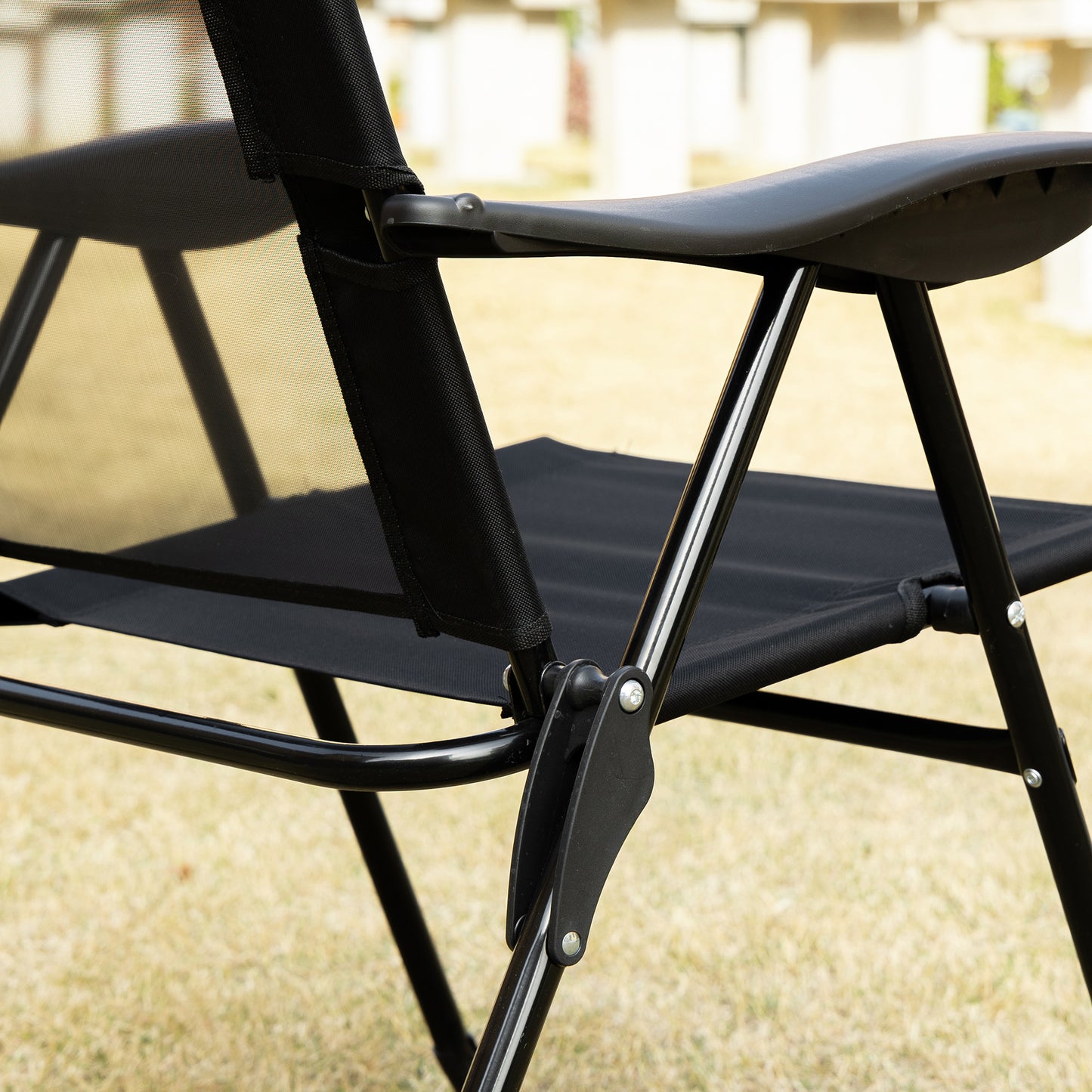 Outsunny Set of 2 Portable Folding Recliner Outdoor Patio Chaise Lounge Camping Chair with Adjustable Backrest, Black
