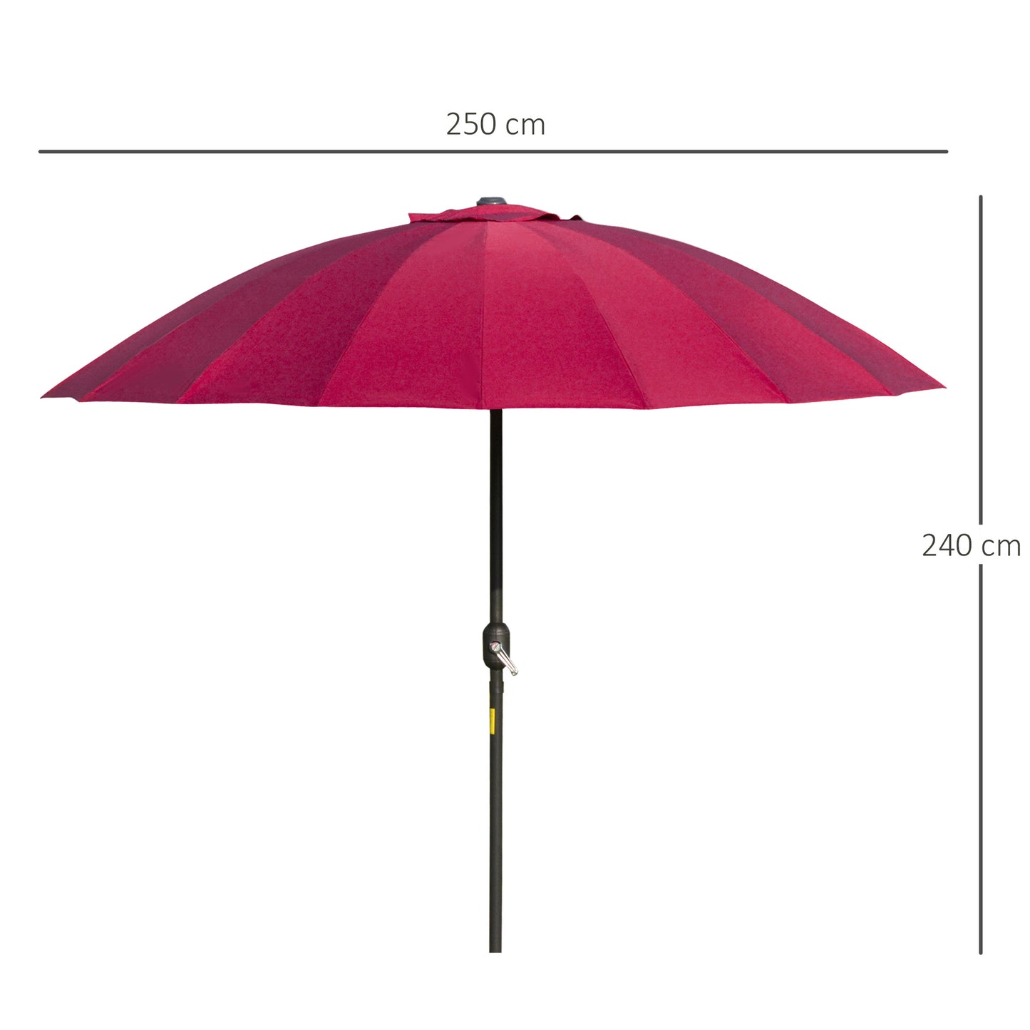 Outsunny Ф255cm Patio Parasol Umbrella Outdoor Market Table Parasol with Push Button Tilt Crank and Sturdy Ribs for Garden Lawn Backyard Pool Wine Red