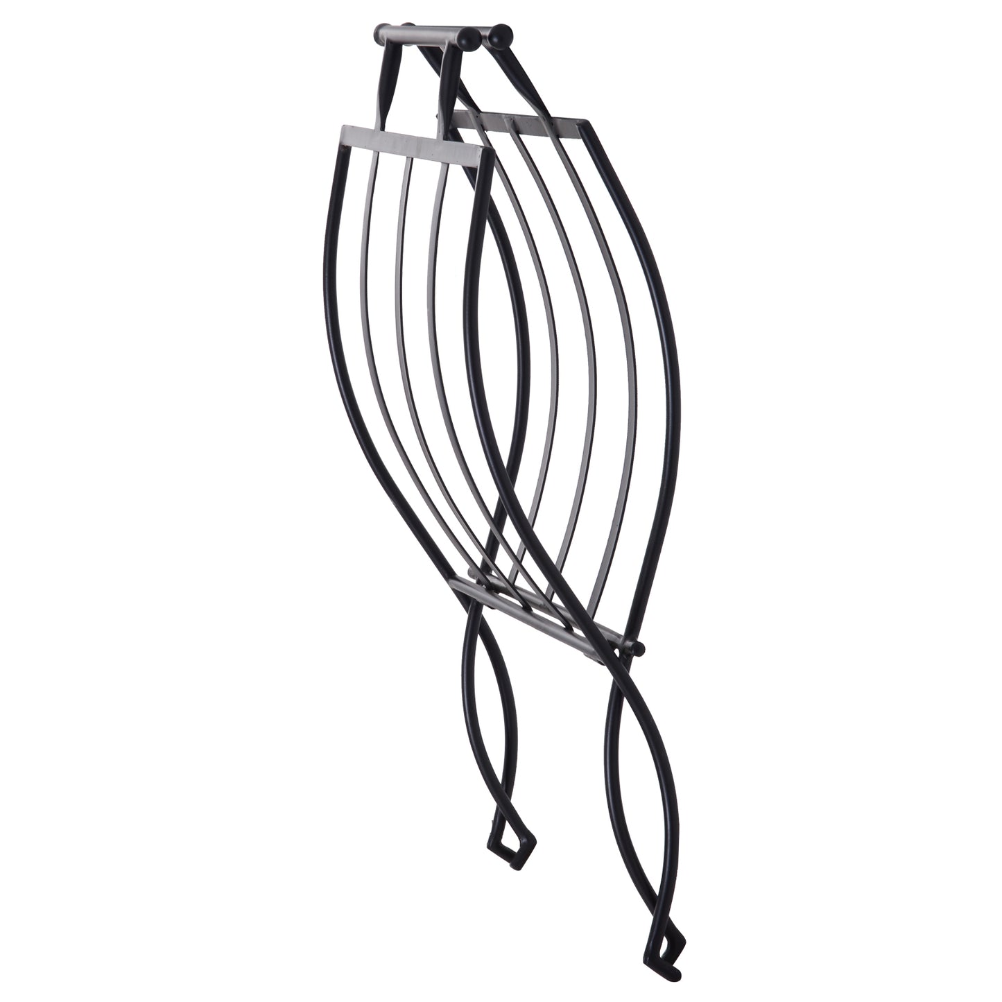 Outsunny Folding Wood Log Holder Fireplace Storage Rack Matte Metal Elevated Indoor Outdoor 45x35cm Black