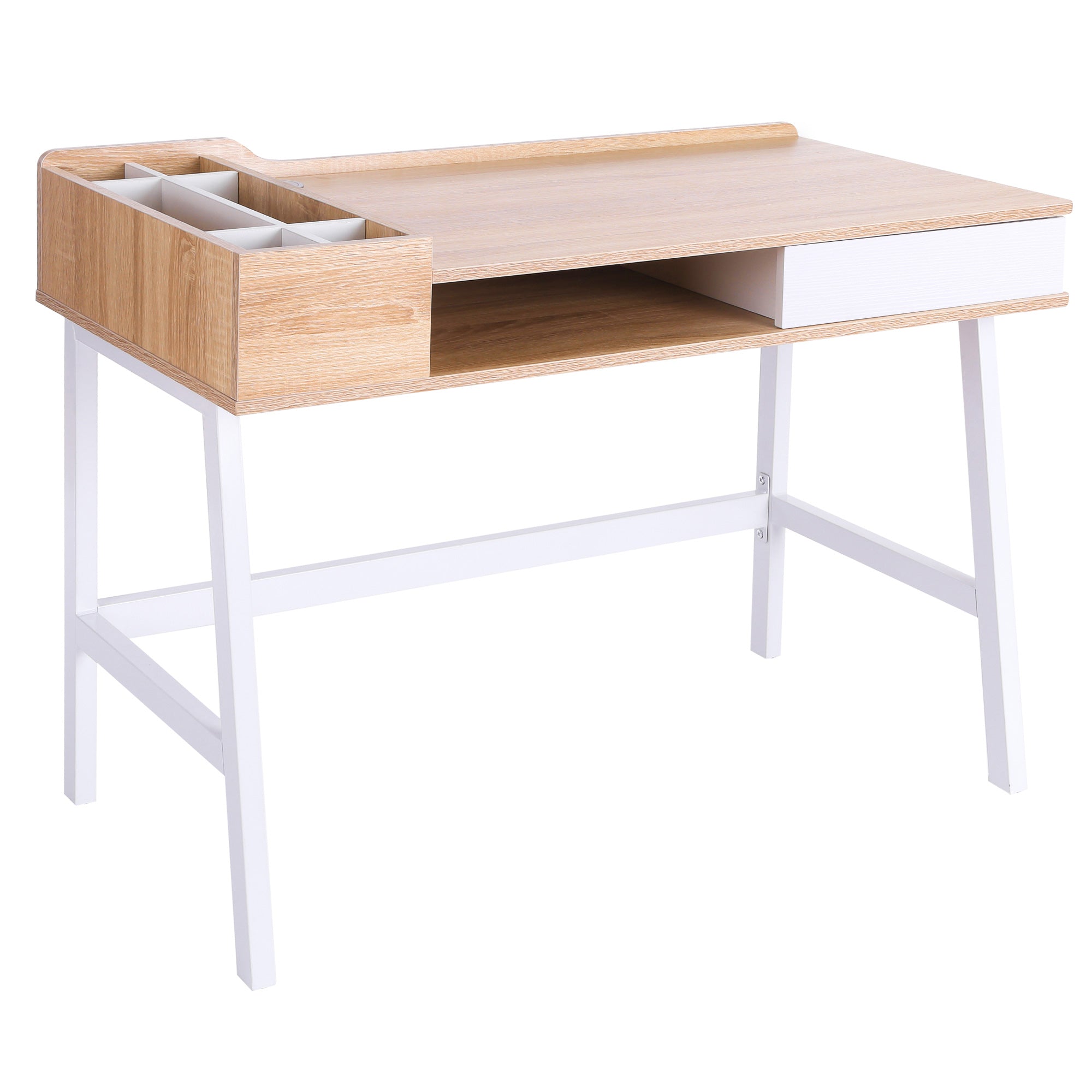 HOMCOM L-SHAPE FOLDING Computer Desk Study Workstation With 2 Shelves Oak Tone £68.99 - UK
