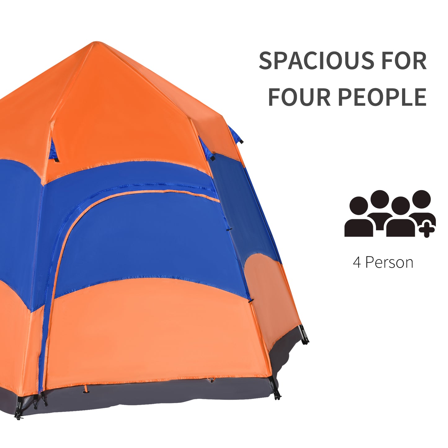 Outsunny Six Man Hexagon Pop Up Tent Camping Festival Hiking Shelter Family Portable