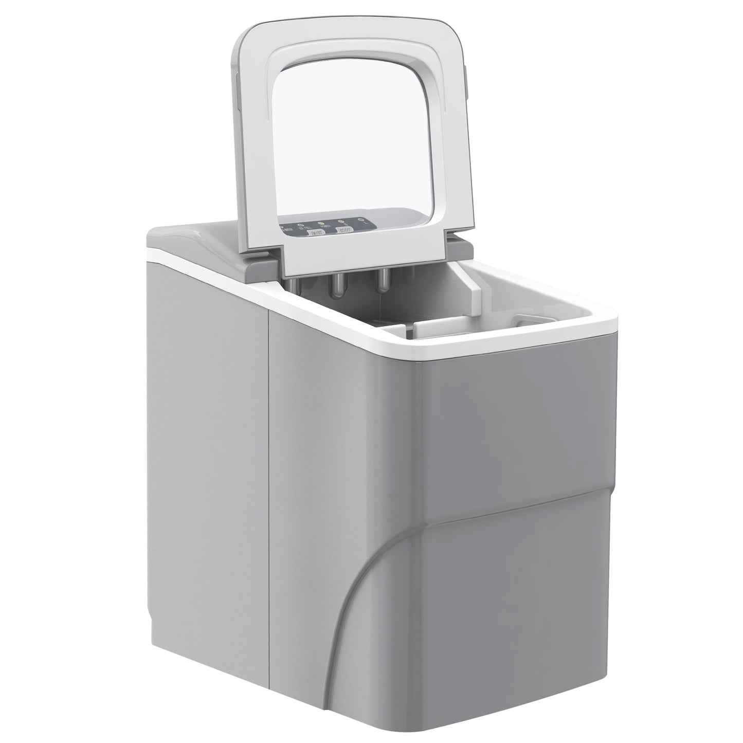 Portable Bullet Ice Cube Maker Machine Countertop, Automatic Cleaning, Visible Window Scoop And Basket For Kitchen - Silver