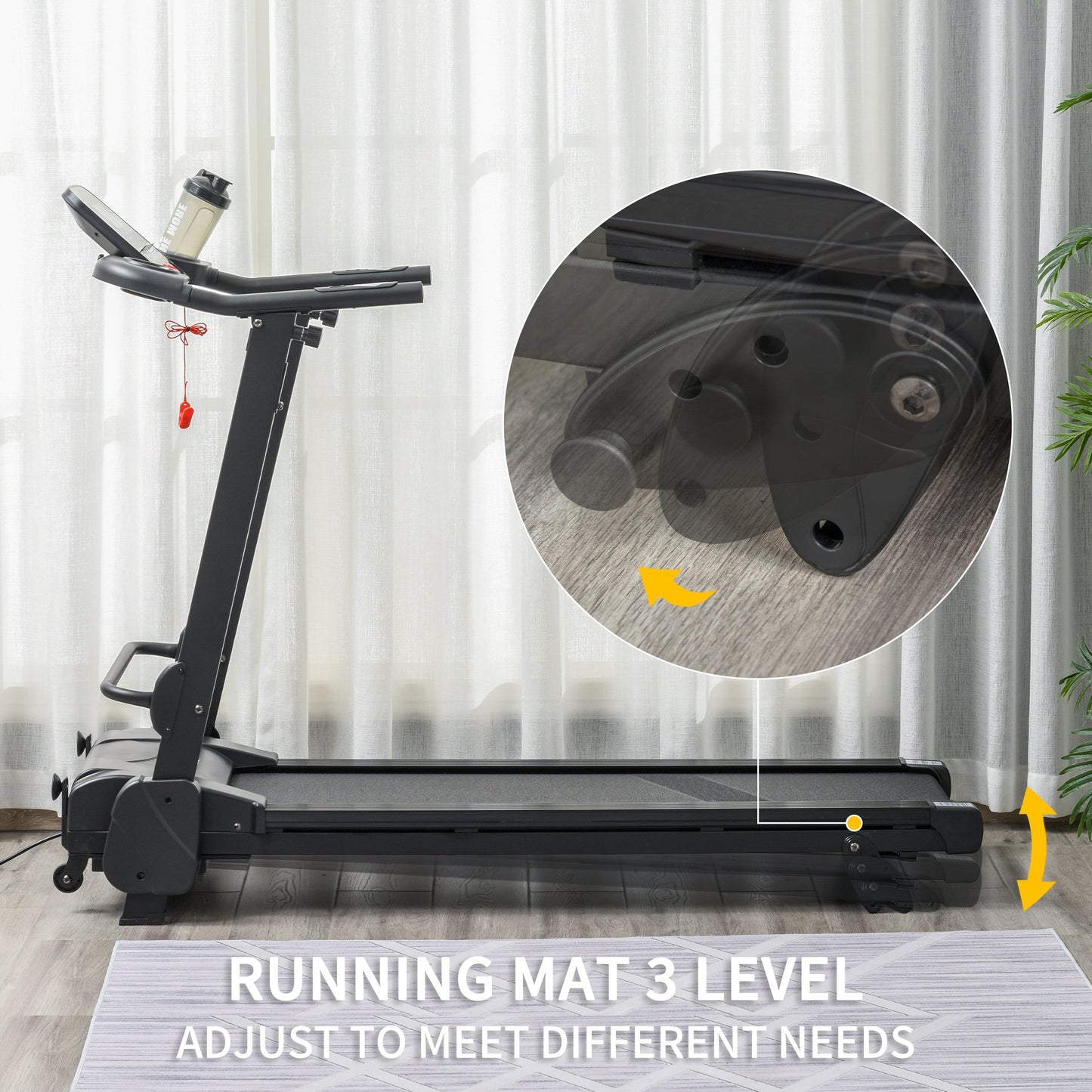 Treadmill Machine Electric Motorised Folding Running Machine MP3 & USB Player 5 Preset Programs w/ LCD Display, Drink Holders Black