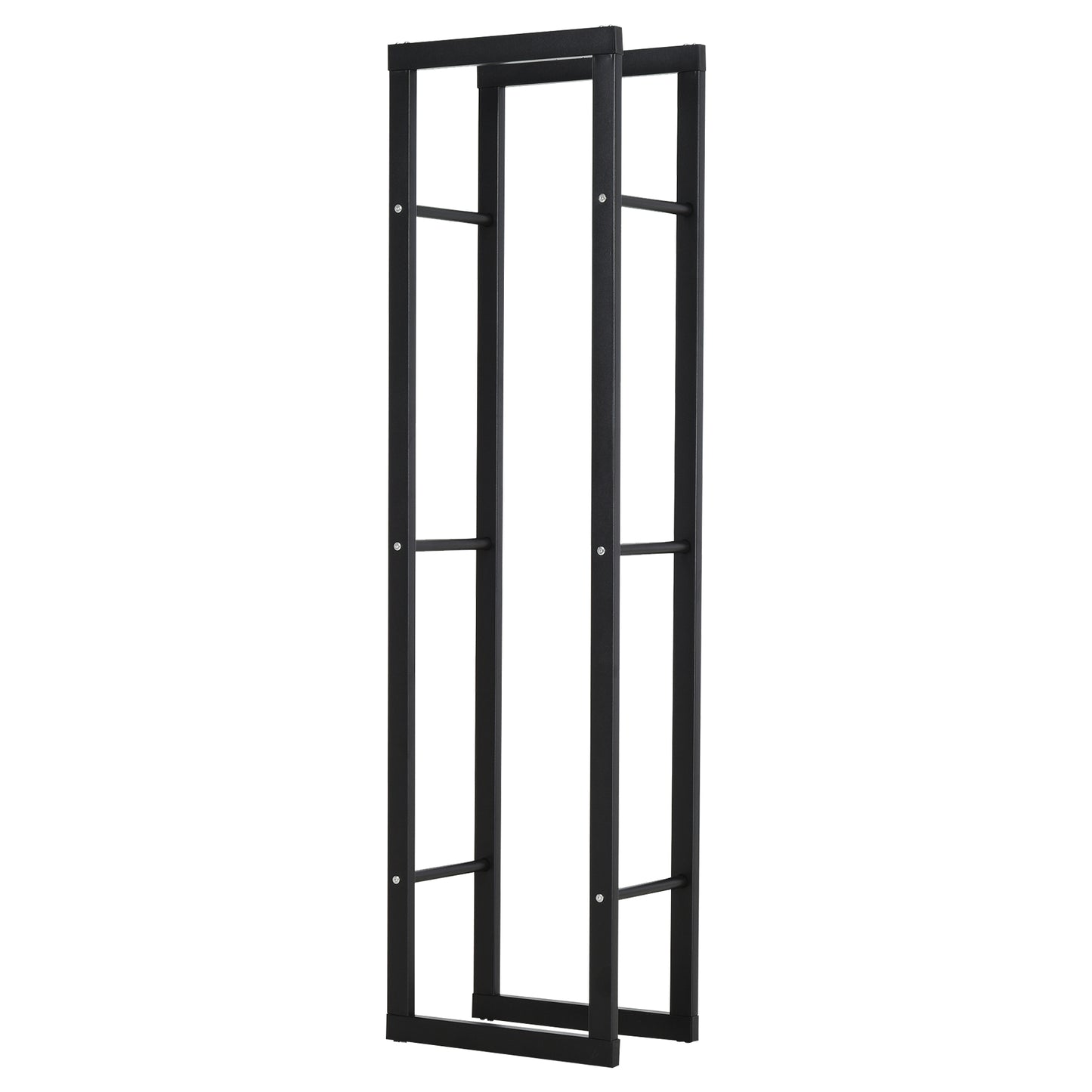 150cm Tall Metal Firewood Log Holder Rack Double Tier w/ Balanced Base Side Rails Indoor Outdoor Traditional Fireplace Log Storage Cradle