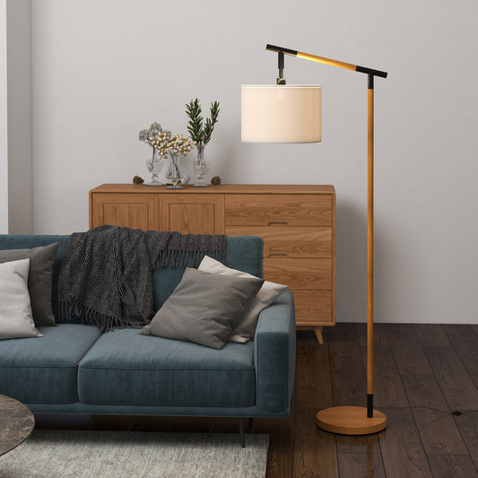 Modern Floor Lamp with 350° Rotating Lampshade, for Living Room and Bedroom, LED Bulb Included, Brown