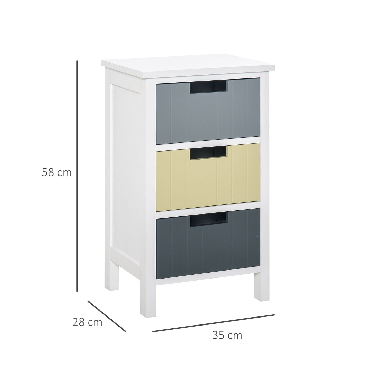 3 Drawer Storage Tower, Dresser Chest with Wood Top, Organizer Unit for Closets Bedroom Nursery Room Hallway