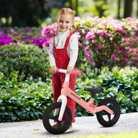 AIYAPLAY Balance Bike Toddler with Adjustable Seat and Handlebar, PU Wheels, No Pedal, Aged 30-60 Months up to 25kg - Pink