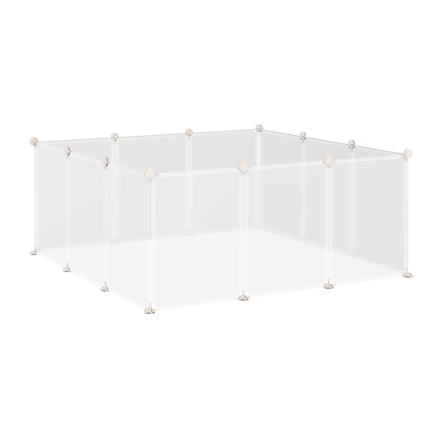 PawHut Pet Playpen DIY Small Guinea Pigs Hutches Open Enclosure Portable Plastic Fence 12 Panels for Kitten Bunny Chinchilla Guinea Pig White