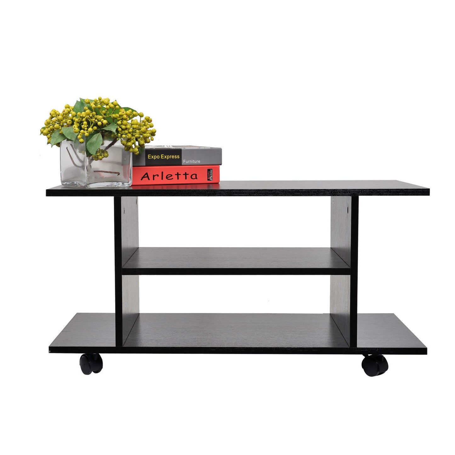 TV Stand Unit With Shelves - Black