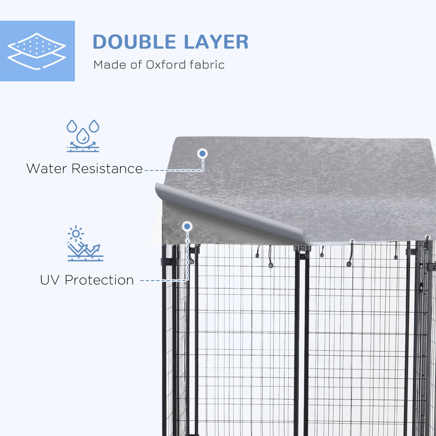 Outdoor Dog Kennel, Dog Run W/ UV-Resistant Canopy & Lockable Design, Metal Playpen Fence for Small and Medium Dogs, 120 x 120 x 138 cm
