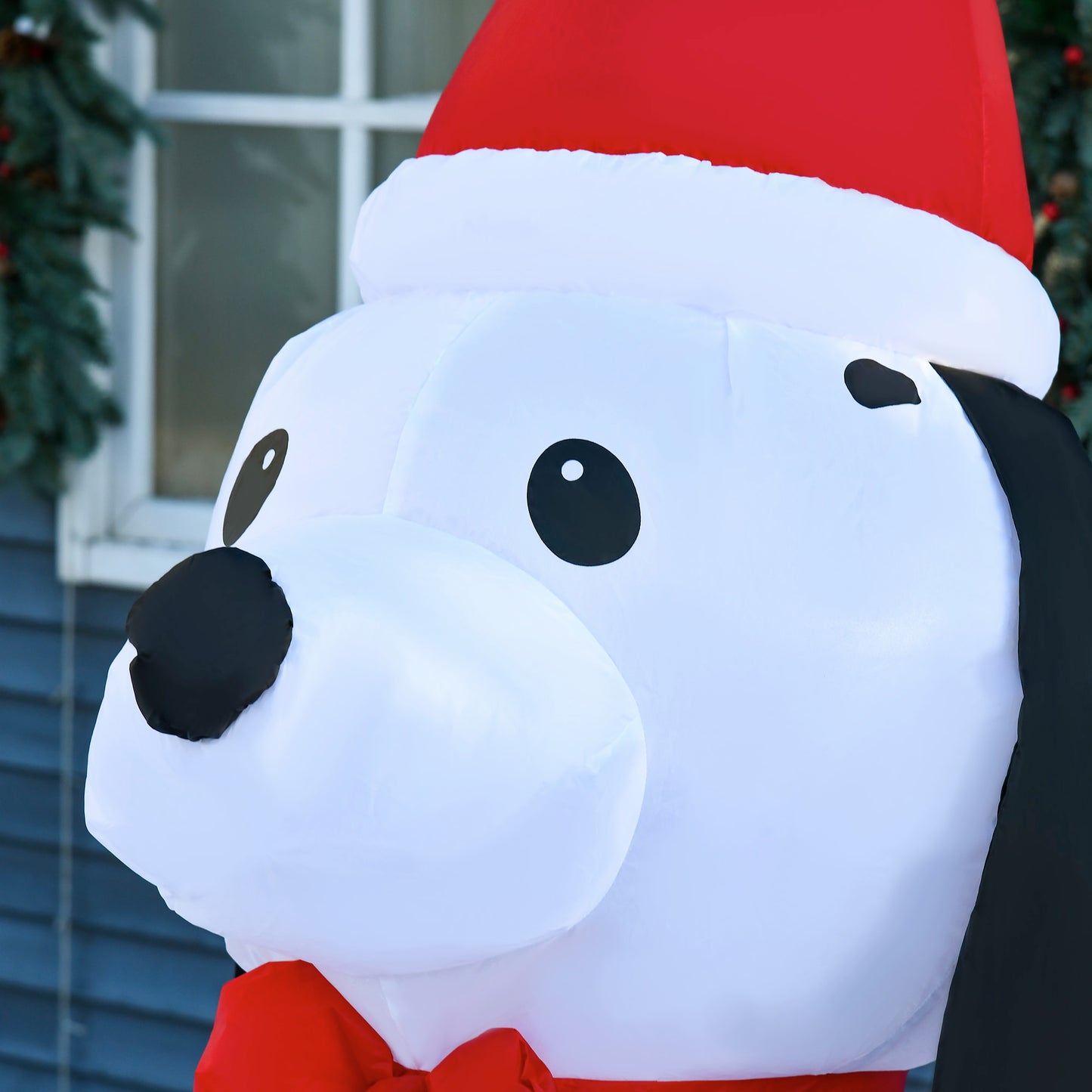 1.8m Inflatable Christmas Puppy Dog Wearing Santa Hat Lighted Outdoor Decoration Blow Up Decor for Holiday Indoor