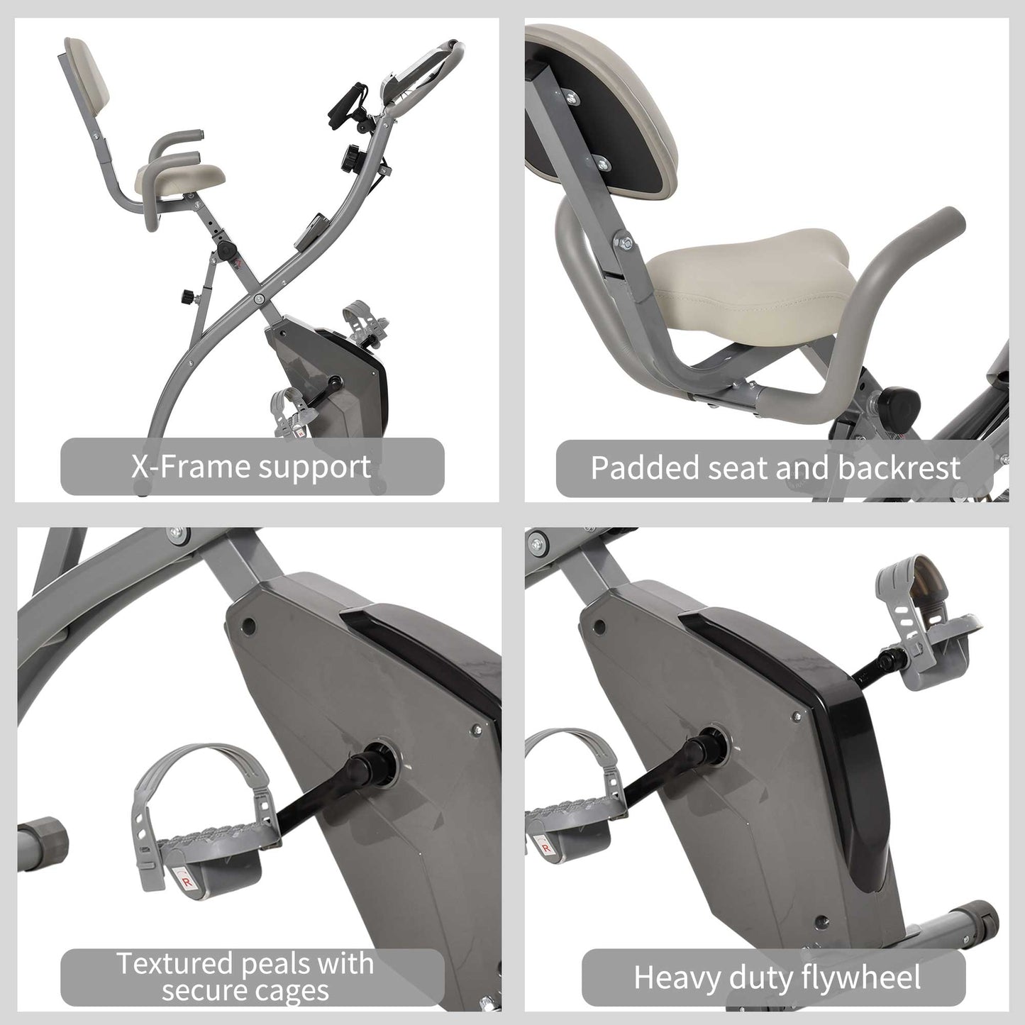 2-in-1 Foldable Exercise Bike Recumbent Stationary Bike 8-Level Adjustable Magnetic Resistance with Pulse Sensor LCD Display