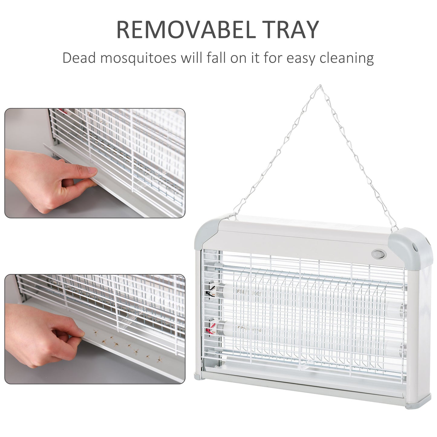Outsunny Free Standing Wall Hanging 20W Electric Fly Mosquito Killer Electric Fly Zapper, Bug Zapper, Insect Killer
