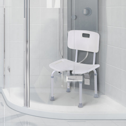 8-Level Height Adjustable Bath Stool Spa Shower Chair Aluminium With Non-Slip Feet And Handle