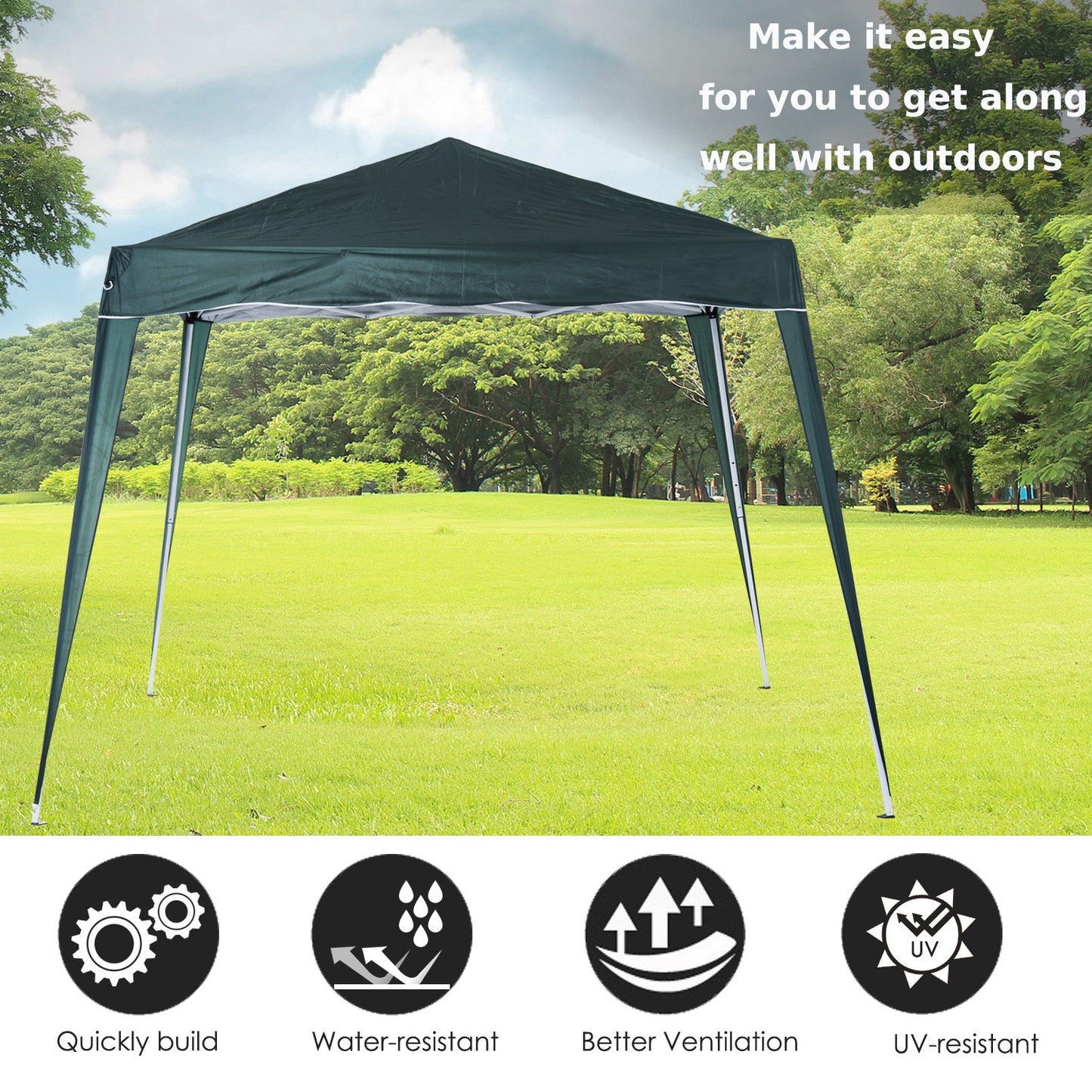 Outsunny Pop-Up Tent, 3Lx3Wx2.4H m-Green