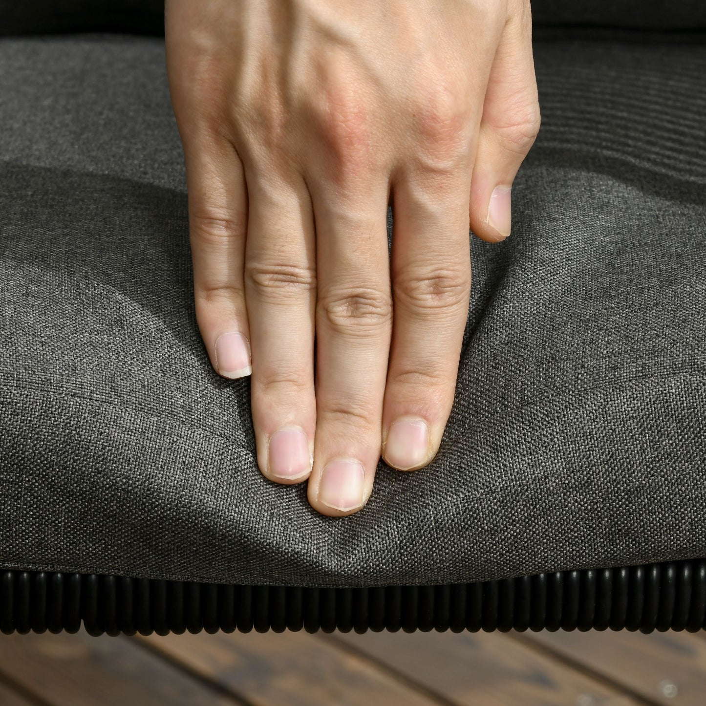 Patio 5 Piece PE Rattan Dining Set, Garden Round Wicker 4-seater Rattan Cube Dining Sets, w/ Wood Grain Plastic Top, Space-saving Design Black