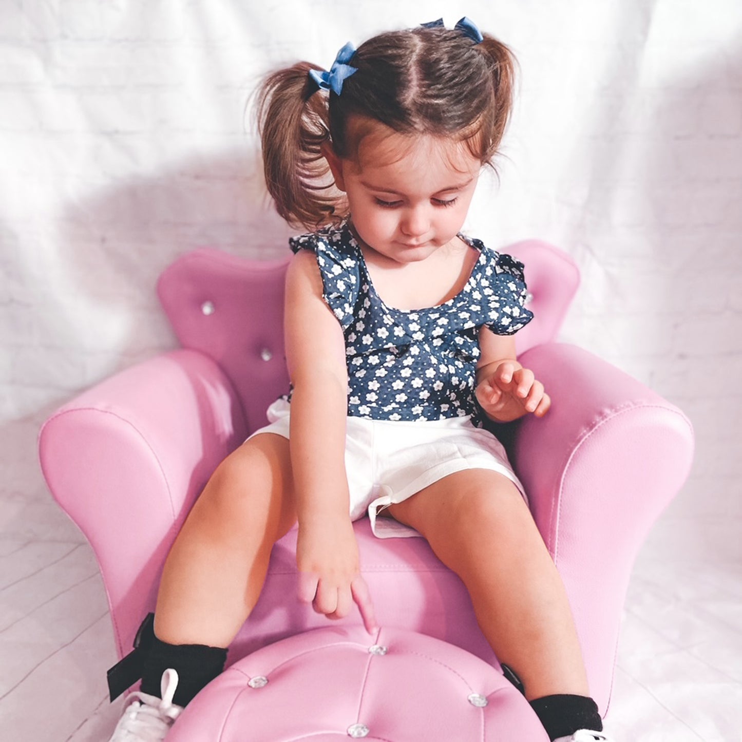 Children's Kids Sofa Set Armchair Chair Seat with Free Footstool PU Leather Pink