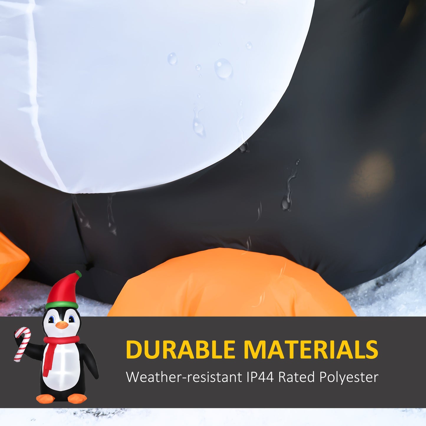 2.5m Inflatable Penguin Holding Candy Cane Blow Up Outdoor Decoration With LED Lights