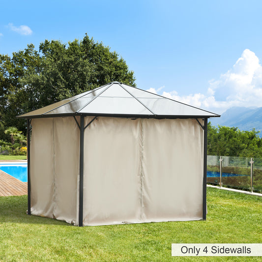 Outsunny 4 Pack Universal Gazebo Replacement Sidewalls Privacy Panel for Most 3 x 3m Gazebo Canopy Pavilion Outdoor Shelter Curtains Beige